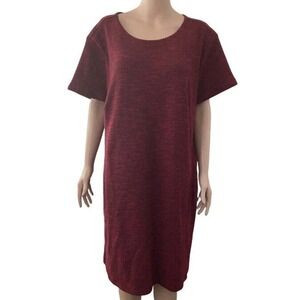Loft Dress Womens 24 Plus Size Red Midi Textured Tie Back Zip